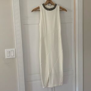 Never worn white beaded collar dress
